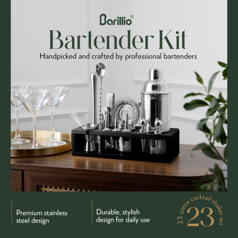 artender Kit Silver Black | Home Bar Set Cocktail Shaker Set | Bo 並行輸入品