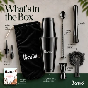 Barillio® Cocktail Shaker Set: Boston Shaker (Black)