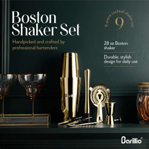 Barillio® Cocktail Shaker Set: Boston Shaker (Gold)