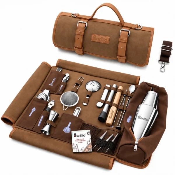 Barillio® 17-Piece Travel Bartender Kit With Waxed Canvas Bag