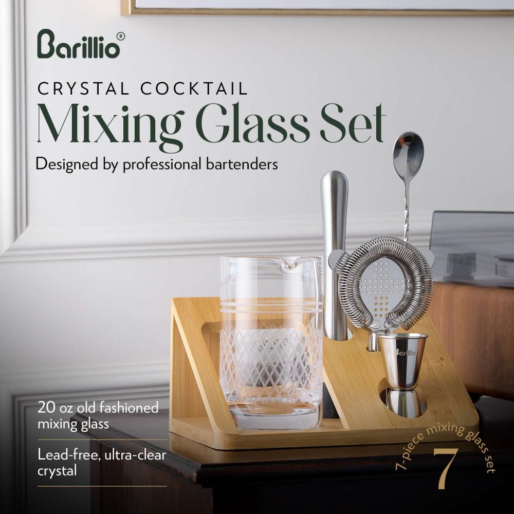 Barillio Crystal Cocktail Mixing Glass Set With Stand - Thumbnail 2