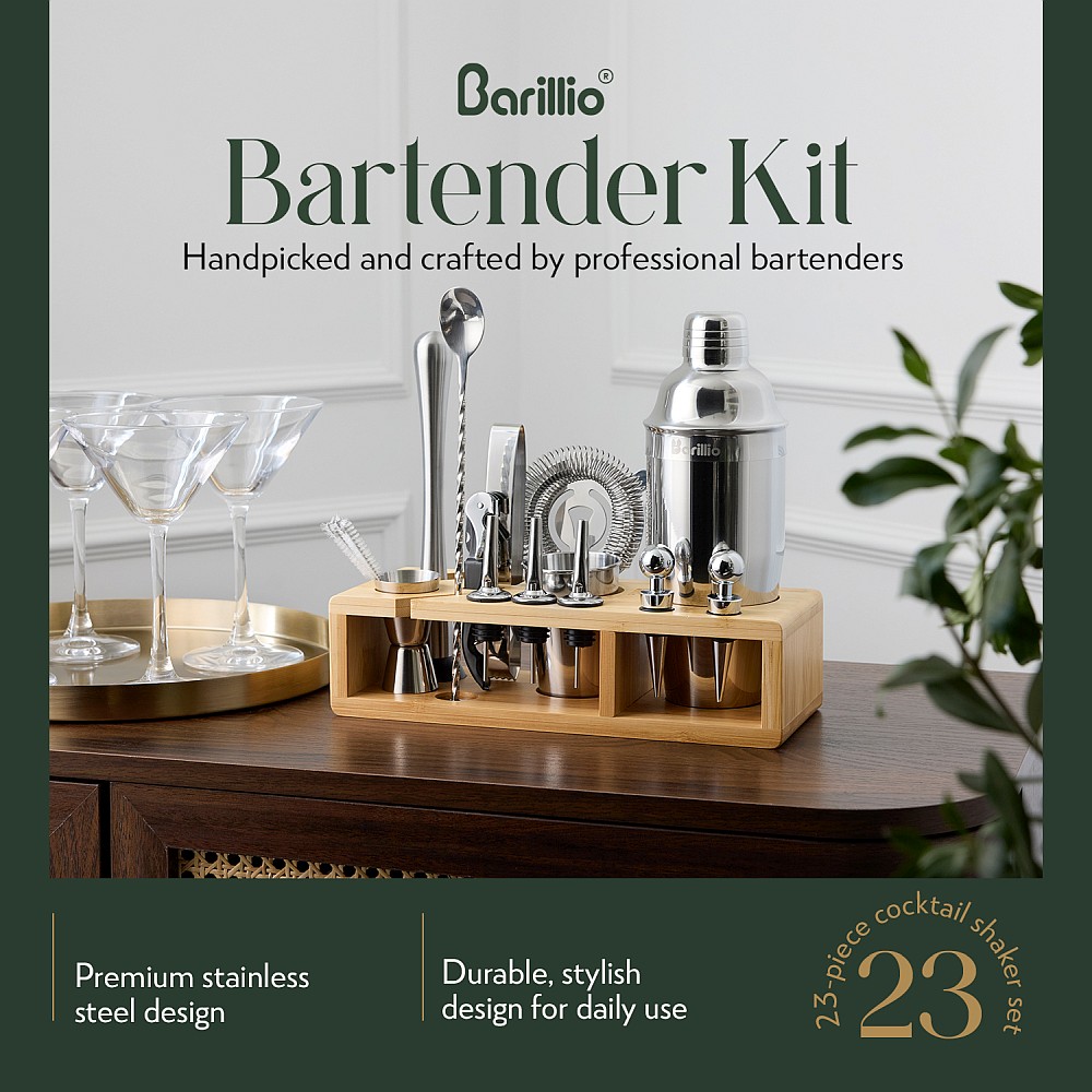 パドルベイト160 タッチキング　ロールボーイセット Silver Bartender Kit With Stand – Mixology Kit | Barillio®