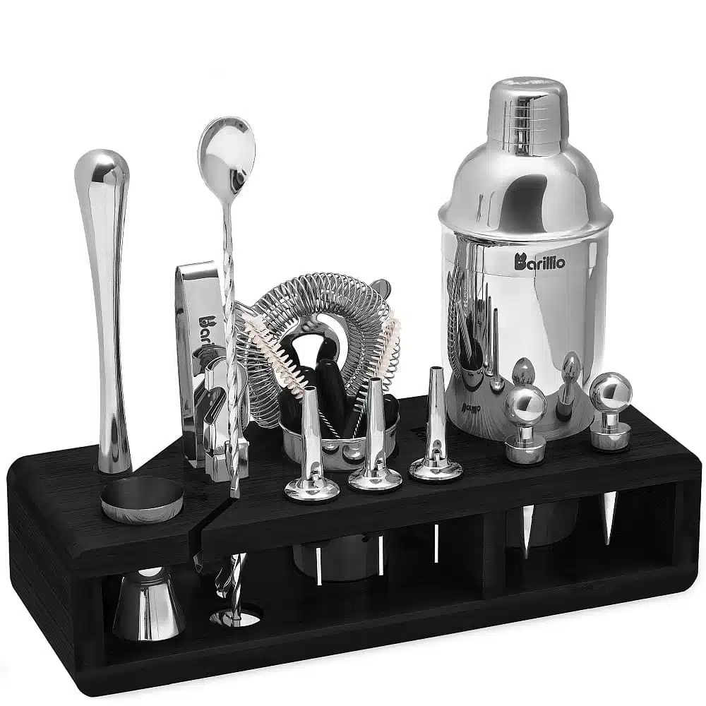 Custom Professional Bamboo Stand Stainless Steel Cocktail Shaker Set Bar  Tool Mixology Kit Bartender - China Barware Set and Cocktail Set price