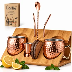 Barillio® Moscow Mule Mug Set With Bamboo Stand