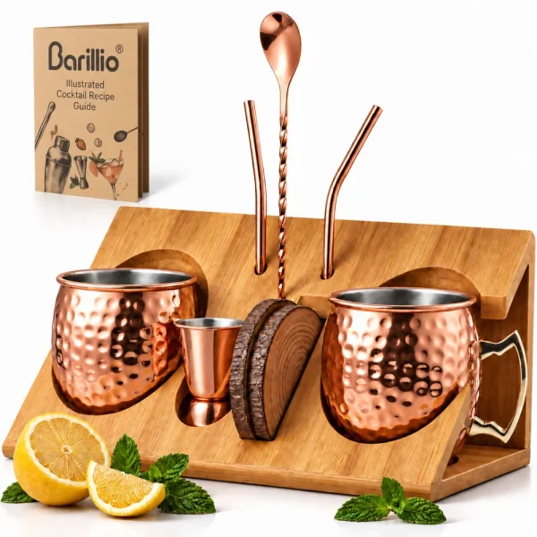 Barillio® Moscow Mule Mug Set With Bamboo Stand