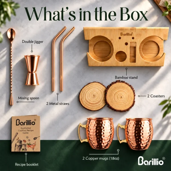 Moscow Mule Mug Set With Bamboo Stand | Barillio®