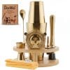 Barillio® Boston Shaker Set With Elegant Rounded Bamboo Stand (Gold)