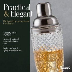 Glass Cocktail Shaker 14Oz features and finish