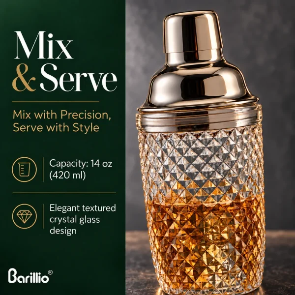 Silver Glass Cocktail Shaker 14oz