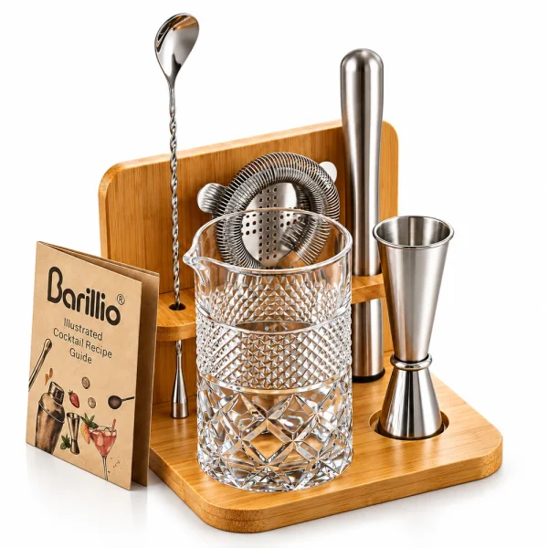 Barillio® Crystal 24Oz Cocktail Mixing Glass Set With Stand