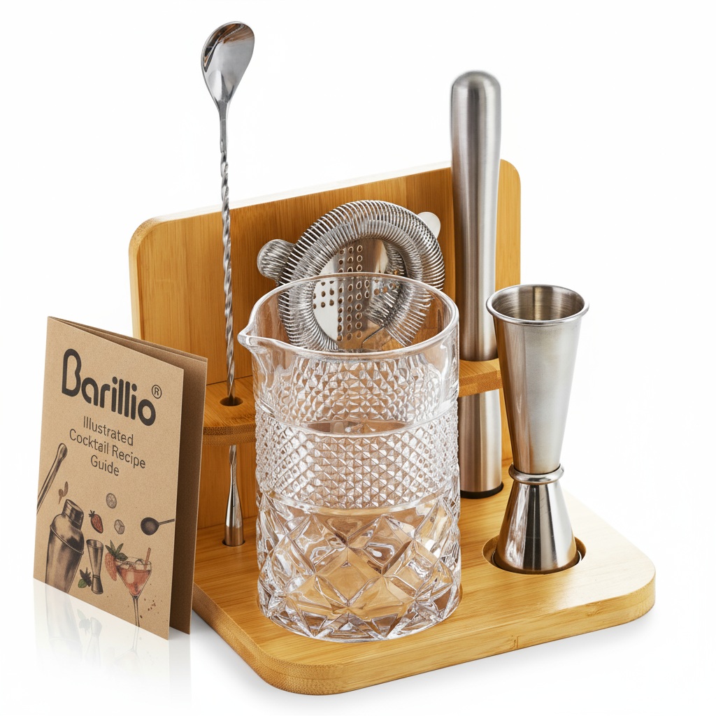 Barillio® Crystal 24Oz Cocktail Mixing Glass Set With Stand