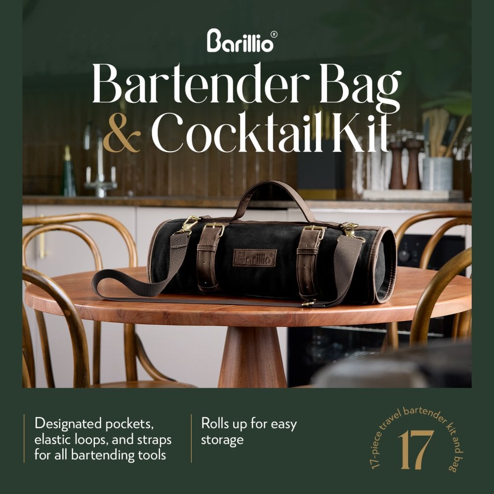 Gold Travel Bartender Kit With Black Canvas Bag | Barillio®