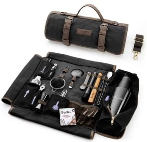 Gold Travel Bartender Kit With Brown Canvas Bag | Barillio®