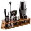Barillio® Mixology Black Bartender Kit With Elegant Acacia Stand