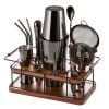 Barillio® Mixology Black Bartender Kit With Elegant African Mahogany Stand