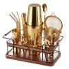 Barillio® Mixology Gold Bartender Kit With Elegant African Mahogany Stand
