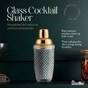 Barillio® Glass Cocktail Shaker 14Oz (Gold)
