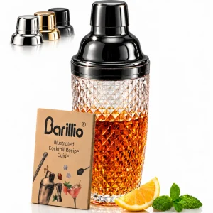 Barillio® Glass Cocktail Shaker 14Oz (Black)