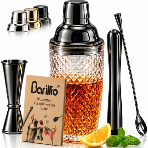 Barillio® Glass Cocktail Shaker Set 14Oz (Black)