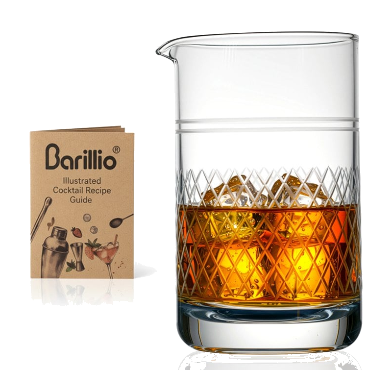 20 oz crystal cocktail mixing glass with weighted base and pouring spout